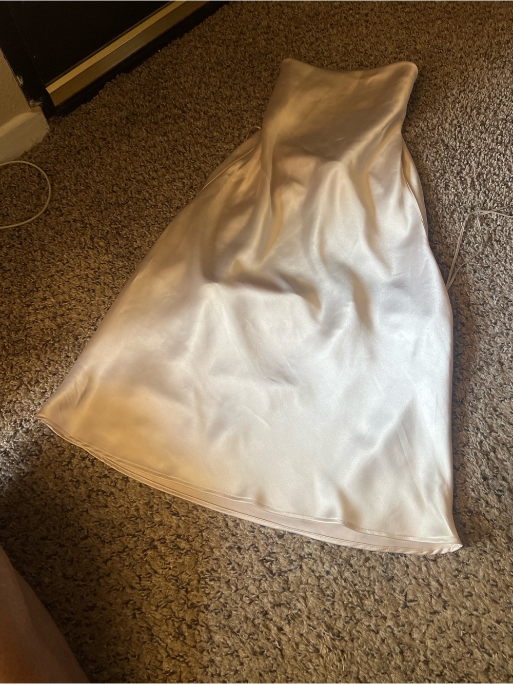 Zara Satin A-Line Skirt in Soft Blush